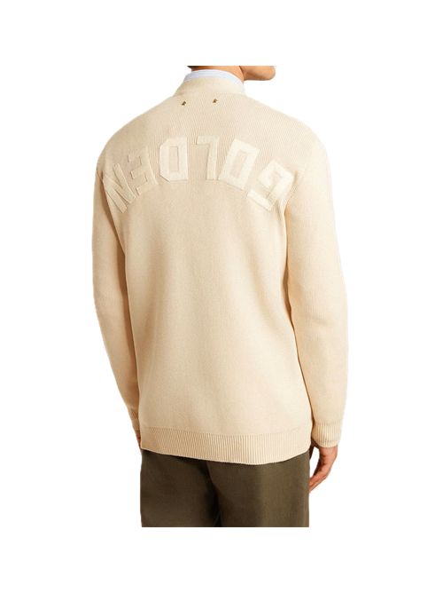 Golden Goose Cardigan da uomo di colore beige con scritta 'Golden' sul retro Golden Goose | GMP00946P00197255550